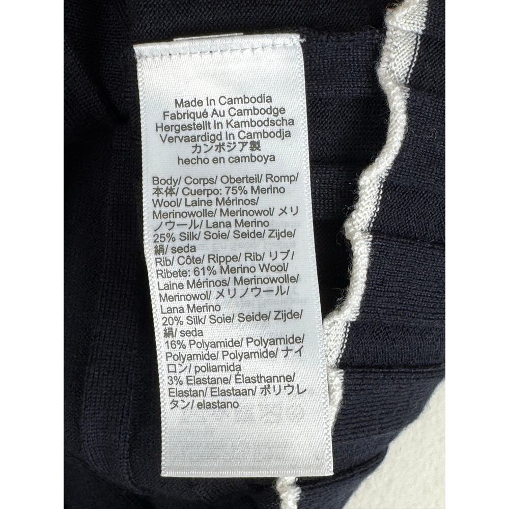 Madewell Tipped Merino Wool Silk Ribbed Cardigan Navy Medium - Picture 10 of 14